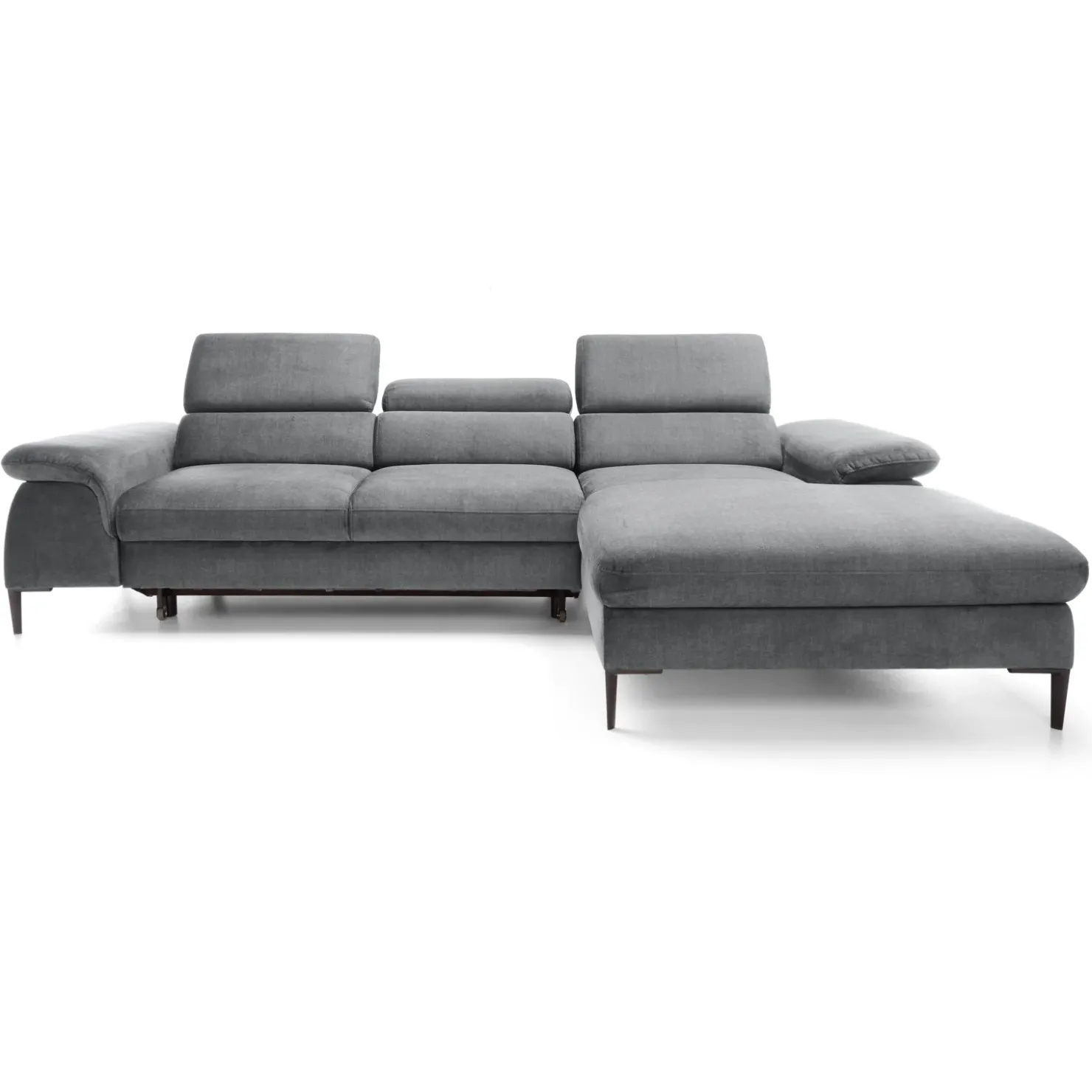 Garnero Arredamenti Divano letto regolabile angolare destra 4 posti 288x182cm tessuto grigio chiaro Loungey Tessuto Vellutato Vogue Grigio Chiaro Online