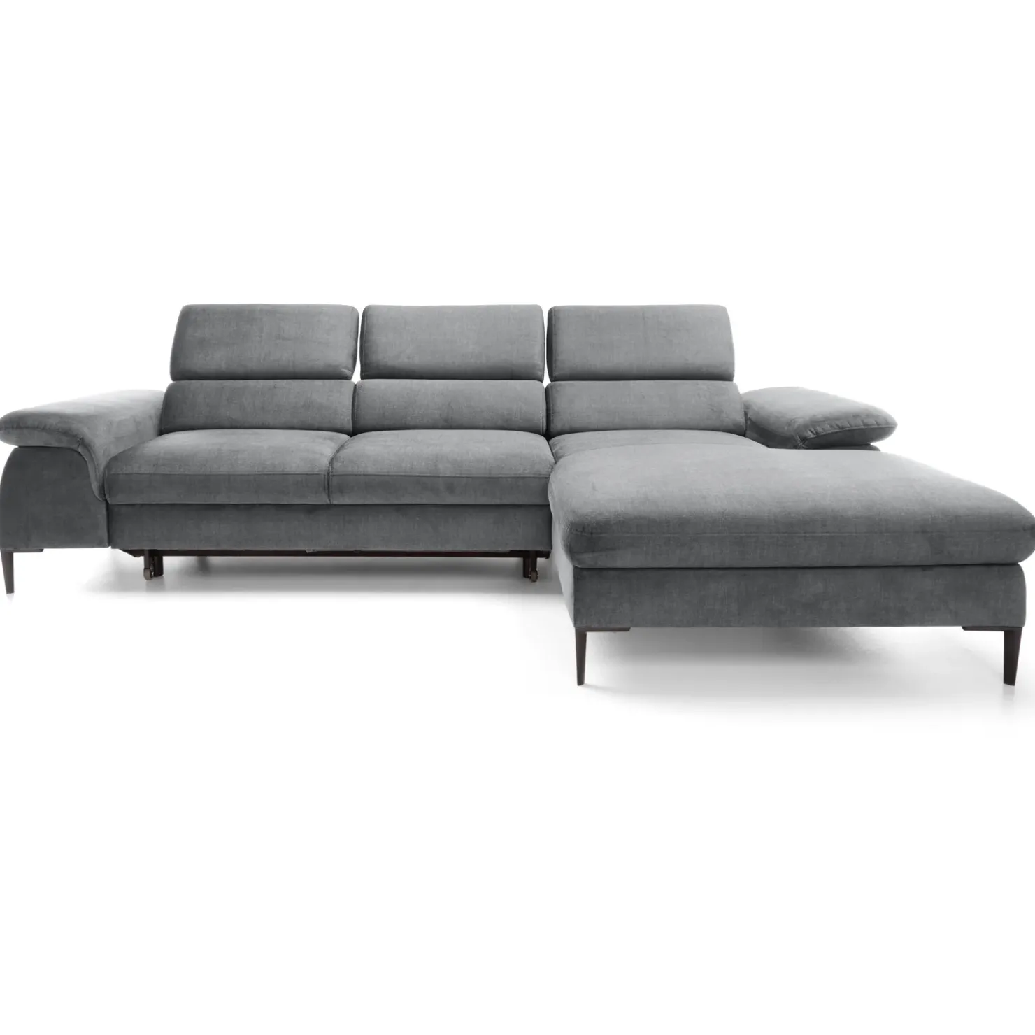 Garnero Arredamenti Divano letto regolabile angolare destra 4 posti 288x182cm tessuto grigio chiaro Loungey Tessuto Vellutato Vogue Grigio Chiaro Online