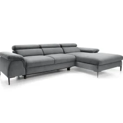 Garnero Arredamenti Divano letto regolabile angolare destra 4 posti 288x182cm tessuto grigio chiaro Loungey Tessuto Vellutato Vogue Grigio Chiaro Online