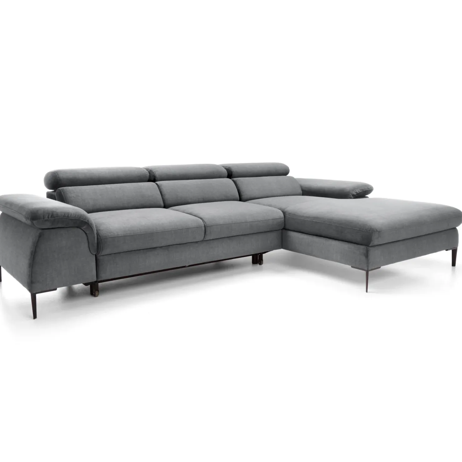 Garnero Arredamenti Divano letto regolabile angolare destra 4 posti 288x182cm tessuto grigio chiaro Loungey Tessuto Vellutato Vogue Grigio Chiaro Online