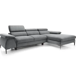 Garnero Arredamenti Divano letto regolabile angolare destra 4 posti 288x182cm tessuto grigio chiaro Loungey Tessuto Vellutato Vogue Grigio Chiaro Online
