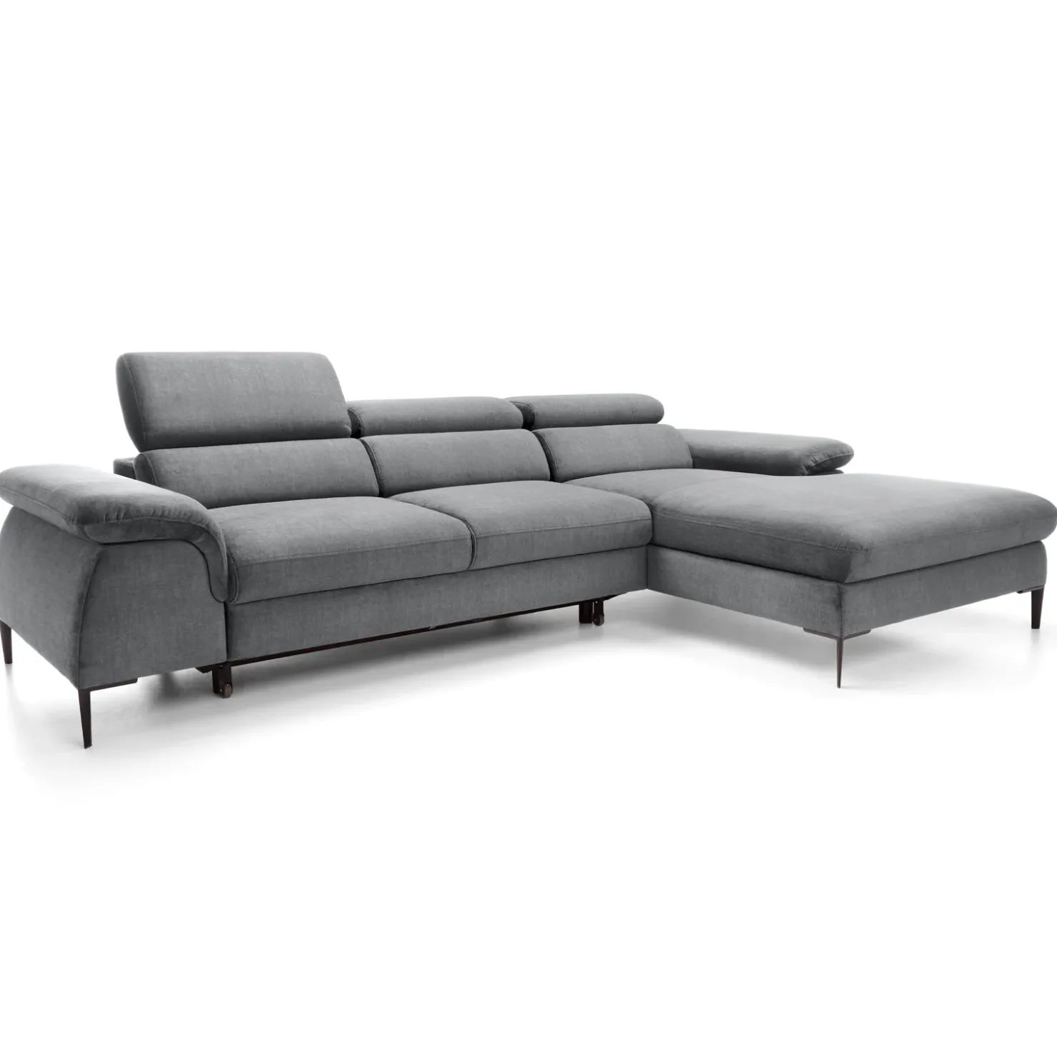 Garnero Arredamenti Divano letto regolabile angolare destra 4 posti 288x182cm tessuto grigio chiaro Loungey Tessuto Vellutato Vogue Grigio Chiaro Online