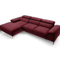 Garnero Arredamenti Divano letto regolabile angolare sinistra 4 posti 288x182cm tessuto rosso bordeaux Loungey Tessuto Vellutato Vogue Bordeaux Best