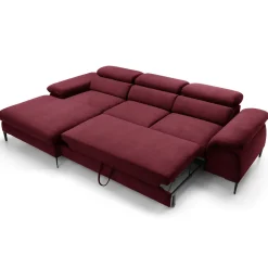 Garnero Arredamenti Divano letto regolabile angolare sinistra 4 posti 288x182cm tessuto rosso bordeaux Loungey Tessuto Vellutato Vogue Bordeaux Best