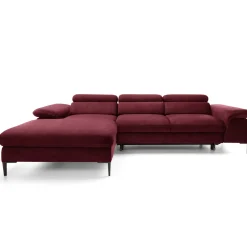 Garnero Arredamenti Divano letto regolabile angolare sinistra 4 posti 288x182cm tessuto rosso bordeaux Loungey Tessuto Vellutato Vogue Bordeaux Best