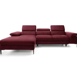 Garnero Arredamenti Divano letto regolabile angolare sinistra 4 posti 288x182cm tessuto rosso bordeaux Loungey Tessuto Vellutato Vogue Bordeaux Best