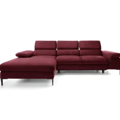 Garnero Arredamenti Divano letto regolabile angolare sinistra 4 posti 288x182cm tessuto rosso bordeaux Loungey Tessuto Vellutato Vogue Bordeaux Best