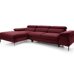 Garnero Arredamenti Divano letto regolabile angolare sinistra 4 posti 288x182cm tessuto rosso bordeaux Loungey Tessuto Vellutato Vogue Bordeaux Best