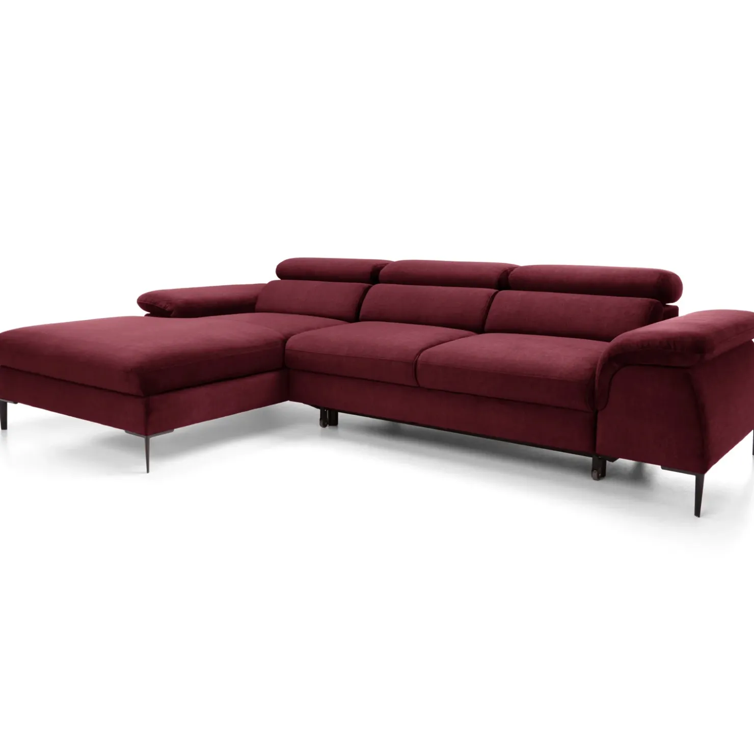 Garnero Arredamenti Divano letto regolabile angolare sinistra 4 posti 288x182cm tessuto rosso bordeaux Loungey Tessuto Vellutato Vogue Bordeaux Best