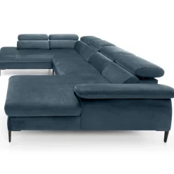Garnero Arredamenti Divano letto regolabile angolare sinistro 5 posti 353x214cm tessuto azzurro Calmora Tessuto Vellutato Vogue Azzurro Sale