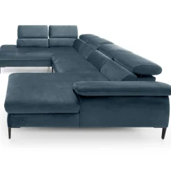 Garnero Arredamenti Divano letto regolabile angolare sinistro 5 posti 353x214cm tessuto azzurro Calmora Tessuto Vellutato Vogue Azzurro Sale