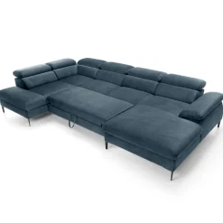 Garnero Arredamenti Divano letto regolabile angolare sinistro 5 posti 353x214cm tessuto azzurro Calmora Tessuto Vellutato Vogue Azzurro Sale