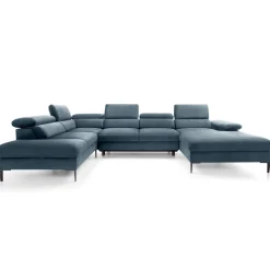 Garnero Arredamenti Divano letto regolabile angolare sinistro 5 posti 353x214cm tessuto azzurro Calmora Tessuto Vellutato Vogue Azzurro Sale