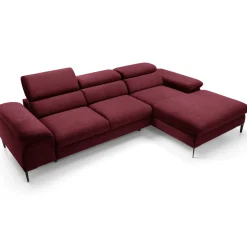 Garnero Arredamenti Divano letto regolabile angolare destra 4 posti 288x182cm tessuto rosso bordeaux Loungey Tessuto Vellutato Vogue Bordeaux Outlet