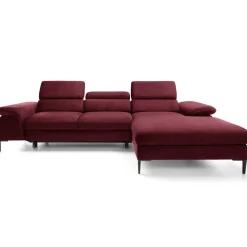 Garnero Arredamenti Divano letto regolabile angolare destra 4 posti 288x182cm tessuto rosso bordeaux Loungey Tessuto Vellutato Vogue Bordeaux Outlet