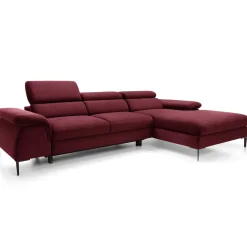 Garnero Arredamenti Divano letto regolabile angolare destra 4 posti 288x182cm tessuto rosso bordeaux Loungey Tessuto Vellutato Vogue Bordeaux Outlet