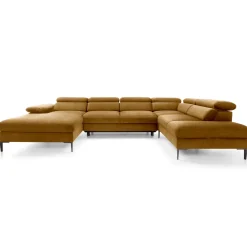 Garnero Arredamenti Divano letto regolabile angolare destro 5 posti 353x214cm tessuto giallo senape Calmora Tessuto Vellutato Vogue Giallo Senape Sale