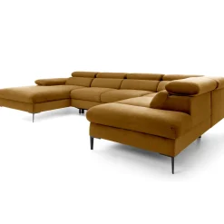 Garnero Arredamenti Divano letto regolabile angolare destro 5 posti 353x214cm tessuto giallo senape Calmora Tessuto Vellutato Vogue Giallo Senape Sale