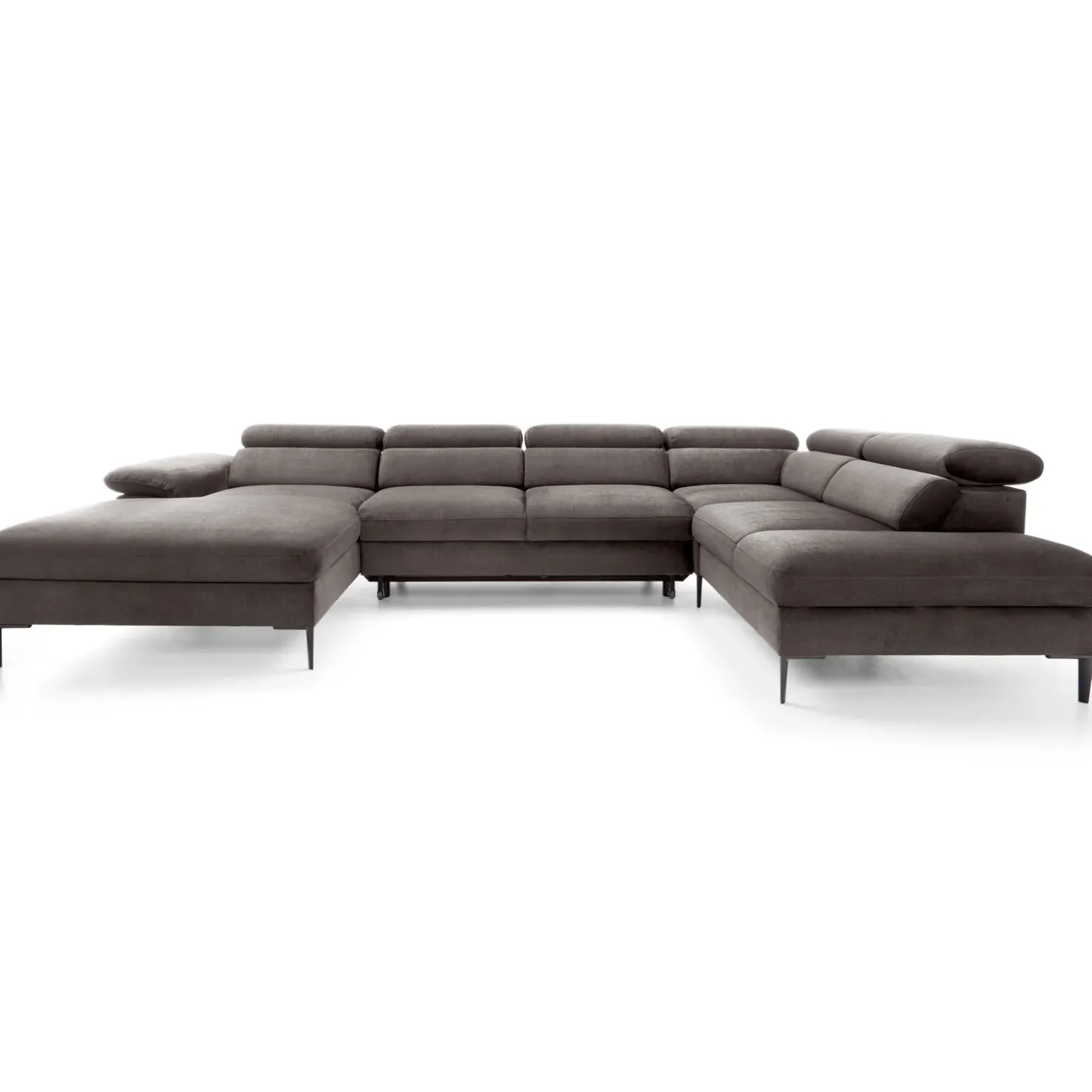 Garnero Arredamenti Divano letto regolabile angolare destro 5 posti 353x214cm tessuto tortora scuro Calmora Tessuto Vellutato Vogue Tortora Scuro Online