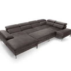 Garnero Arredamenti Divano letto regolabile angolare destro 5 posti 353x214cm tessuto tortora scuro Calmora Tessuto Vellutato Vogue Tortora Scuro Online