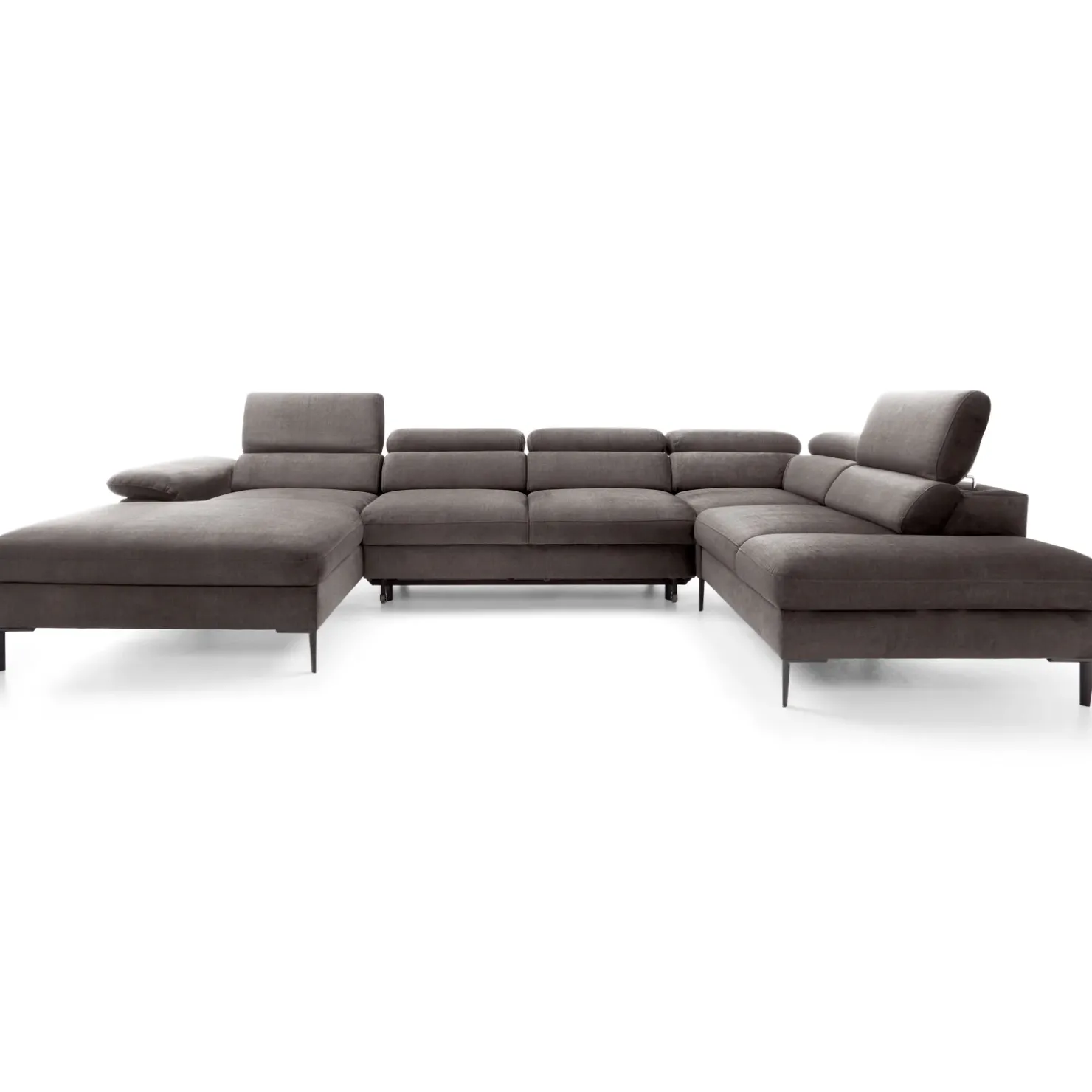 Garnero Arredamenti Divano letto regolabile angolare destro 5 posti 353x214cm tessuto tortora scuro Calmora Tessuto Vellutato Vogue Tortora Scuro Online