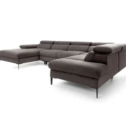 Garnero Arredamenti Divano letto regolabile angolare destro 5 posti 353x214cm tessuto tortora scuro Calmora Tessuto Vellutato Vogue Tortora Scuro Online