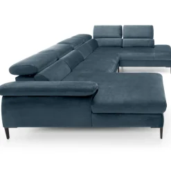 Garnero Arredamenti Divano letto regolabile angolare destro 5 posti 353x214cm tessuto azzurro Calmora Tessuto Vellutato Vogue Azzurro Clearance