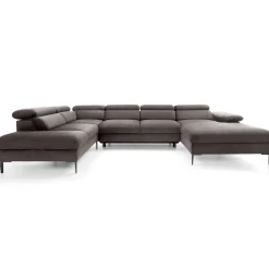 Garnero Arredamenti Divano letto regolabile angolare sinistro 5 posti 353x214cm tessuto tortora scuro Calmora Tessuto Vellutato Vogue Tortora Scuro Sale