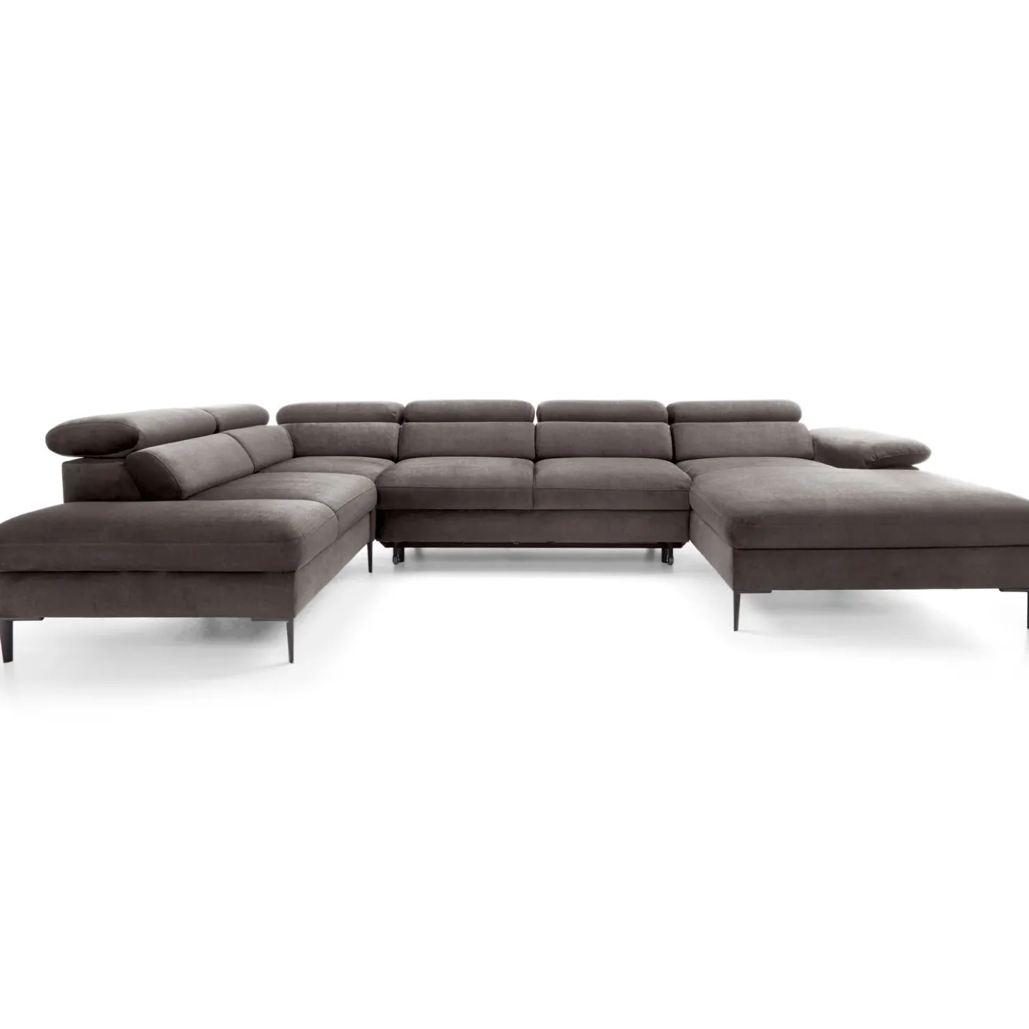 Garnero Arredamenti Divano letto regolabile angolare sinistro 5 posti 353x214cm tessuto tortora scuro Calmora Tessuto Vellutato Vogue Tortora Scuro Sale