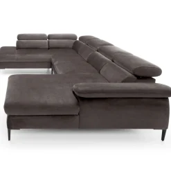 Garnero Arredamenti Divano letto regolabile angolare sinistro 5 posti 353x214cm tessuto tortora scuro Calmora Tessuto Vellutato Vogue Tortora Scuro Sale