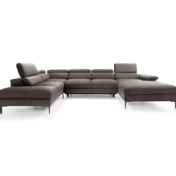 Garnero Arredamenti Divano letto regolabile angolare sinistro 5 posti 353x214cm tessuto tortora scuro Calmora Tessuto Vellutato Vogue Tortora Scuro Sale