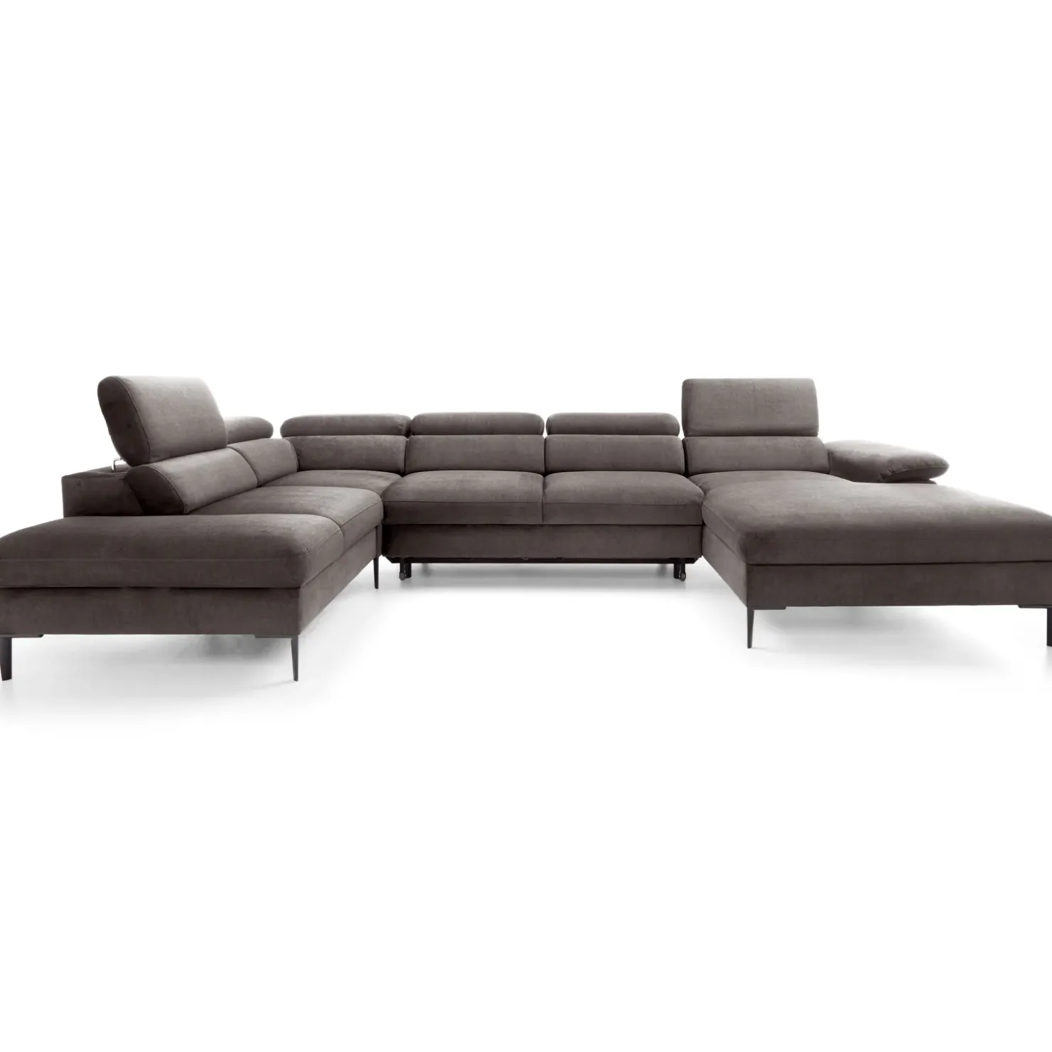 Garnero Arredamenti Divano letto regolabile angolare sinistro 5 posti 353x214cm tessuto tortora scuro Calmora Tessuto Vellutato Vogue Tortora Scuro Sale