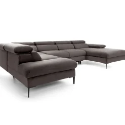 Garnero Arredamenti Divano letto regolabile angolare sinistro 5 posti 353x214cm tessuto tortora scuro Calmora Tessuto Vellutato Vogue Tortora Scuro Sale