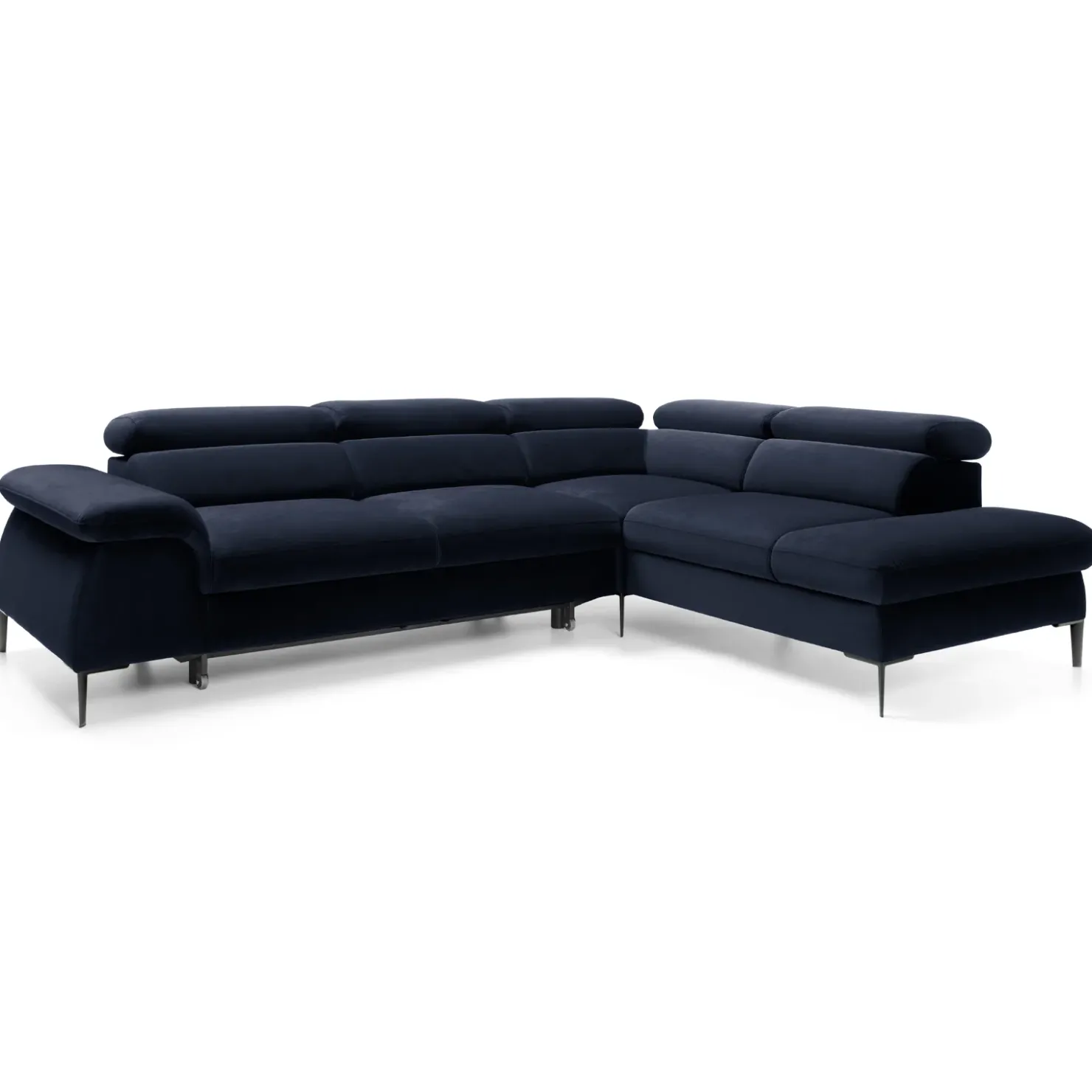 Garnero Arredamenti Divano letto regolabile angolare destra 5 posti 280x214cm tessuto blu Snuggity Tessuto Vellutato Vogue Blu Discount