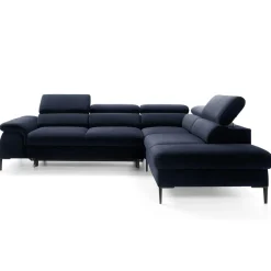 Garnero Arredamenti Divano letto regolabile angolare destra 5 posti 280x214cm tessuto blu Snuggity Tessuto Vellutato Vogue Blu Discount
