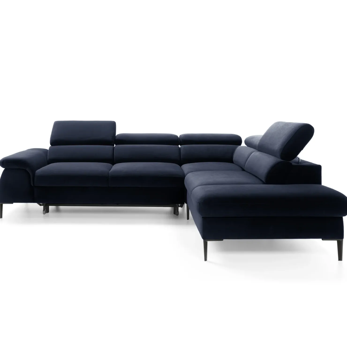 Garnero Arredamenti Divano letto regolabile angolare destra 5 posti 280x214cm tessuto blu Snuggity Tessuto Vellutato Vogue Blu Discount