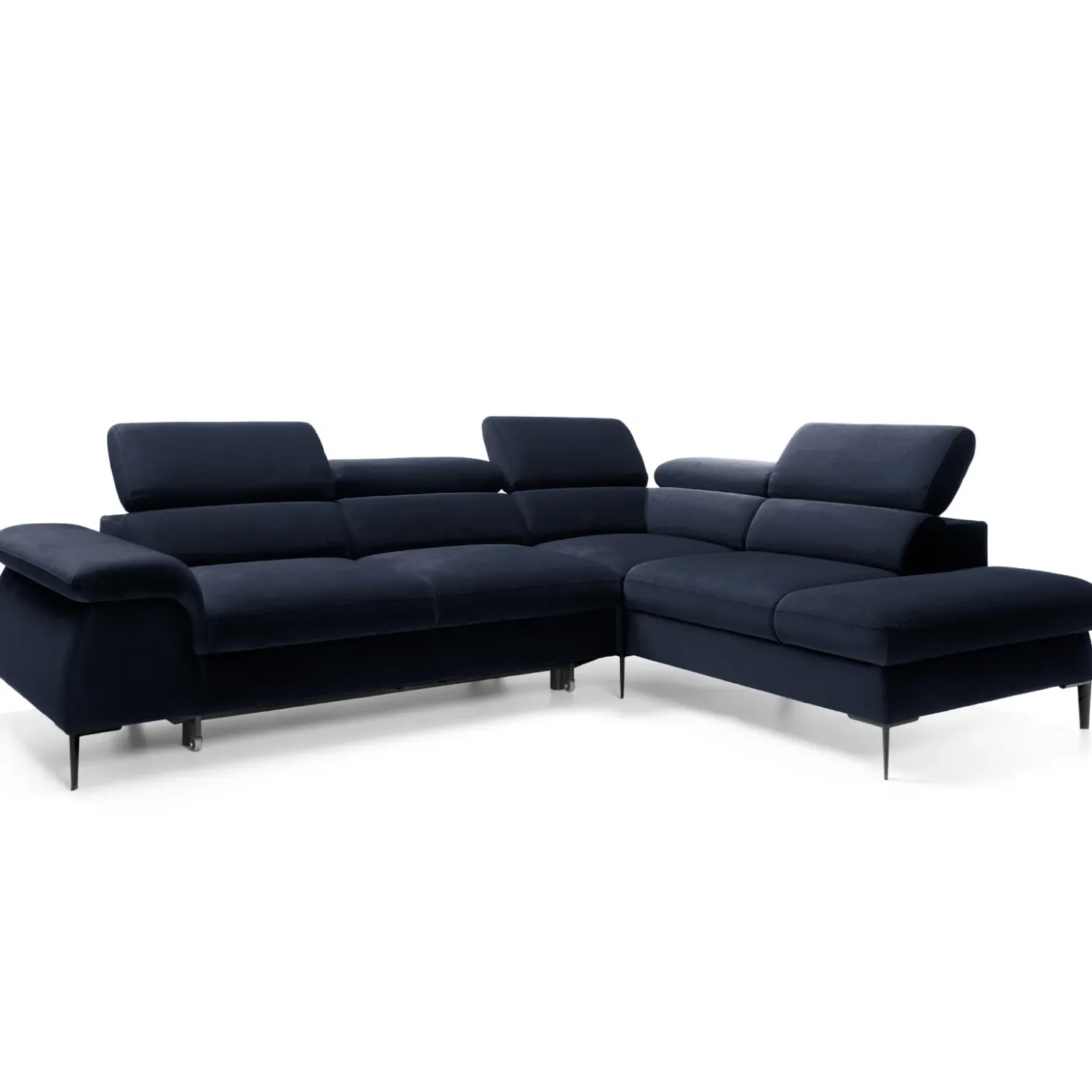 Garnero Arredamenti Divano letto regolabile angolare destra 5 posti 280x214cm tessuto blu Snuggity Tessuto Vellutato Vogue Blu Discount