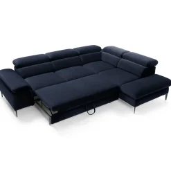 Garnero Arredamenti Divano letto regolabile angolare destra 5 posti 280x214cm tessuto blu Snuggity Tessuto Vellutato Vogue Blu Discount