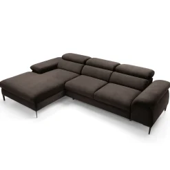Garnero Arredamenti Divano letto regolabile angolare sinistra 4 posti 288x182cm tessuto marrone Loungey Tessuto Vellutato Vogue Marrone Clearance