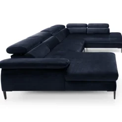 Garnero Arredamenti Divano letto regolabile angolare destro 5 posti 353x214cm tessuto blu Calmora Tessuto Vellutato Vogue Blu Hot