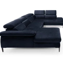 Garnero Arredamenti Divano letto regolabile angolare destro 5 posti 353x214cm tessuto blu Calmora Tessuto Vellutato Vogue Blu Hot