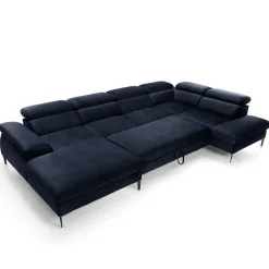 Garnero Arredamenti Divano letto regolabile angolare destro 5 posti 353x214cm tessuto blu Calmora Tessuto Vellutato Vogue Blu Hot