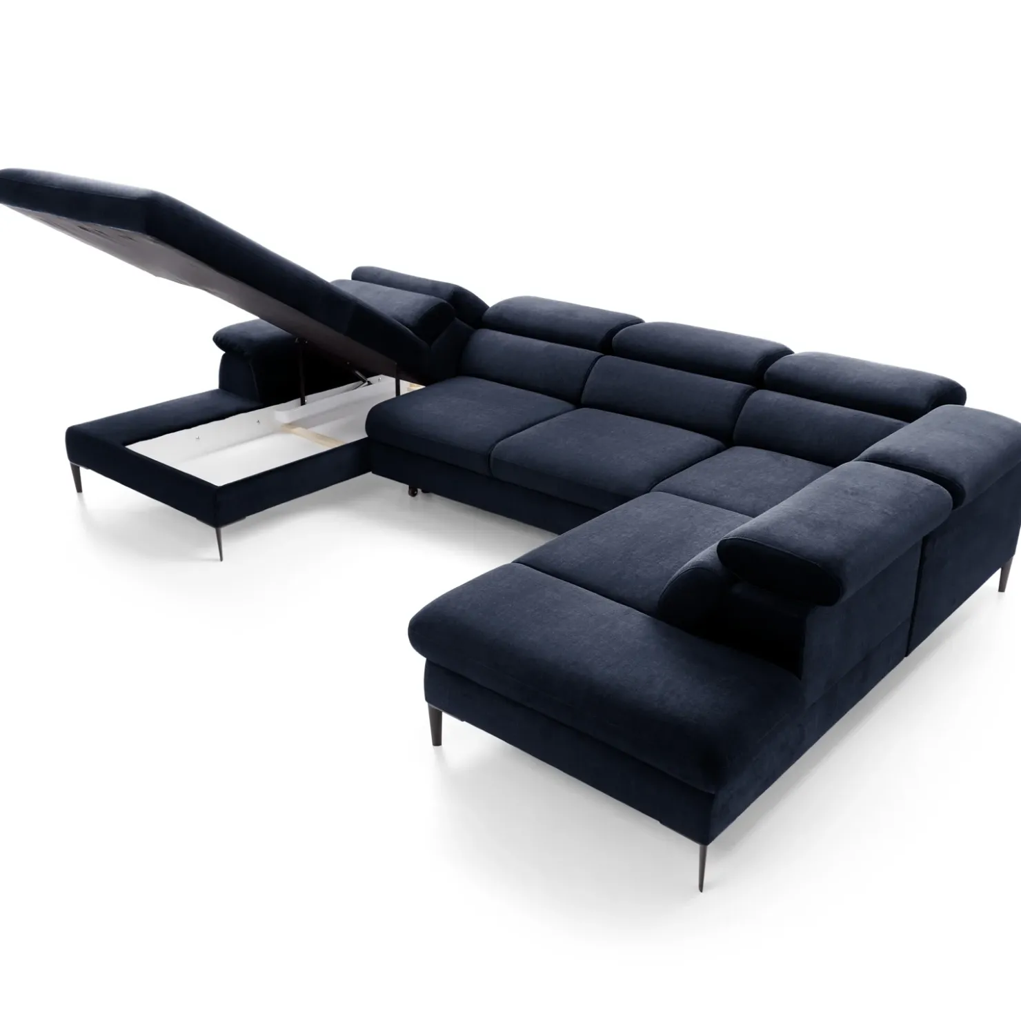 Garnero Arredamenti Divano letto regolabile angolare destro 5 posti 353x214cm tessuto blu Calmora Tessuto Vellutato Vogue Blu Hot