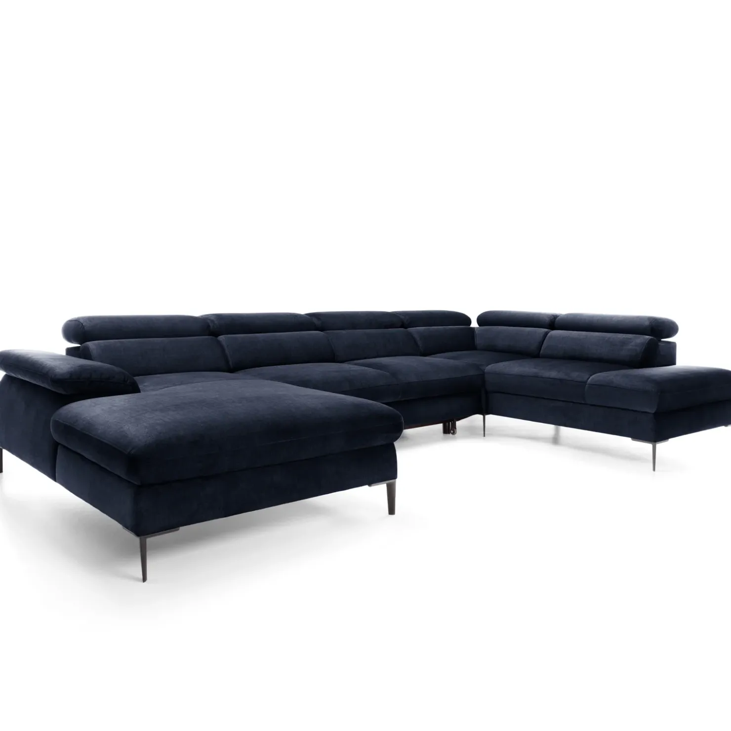 Garnero Arredamenti Divano letto regolabile angolare destro 5 posti 353x214cm tessuto blu Calmora Tessuto Vellutato Vogue Blu Hot