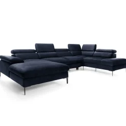 Garnero Arredamenti Divano letto regolabile angolare destro 5 posti 353x214cm tessuto blu Calmora Tessuto Vellutato Vogue Blu Hot