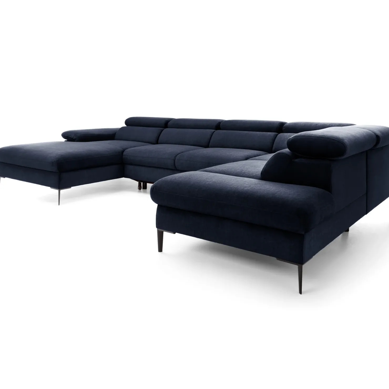 Garnero Arredamenti Divano letto regolabile angolare destro 5 posti 353x214cm tessuto blu Calmora Tessuto Vellutato Vogue Blu Hot