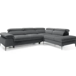 Garnero Arredamenti Divano letto regolabile angolare destra 5 posti 280x214cm tessuto grigio Snuggity Tessuto Vellutato Vogue Grigio New