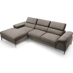 Garnero Arredamenti Divano letto regolabile angolare sinistra 4 posti 288x182cm tessuto beige Loungey Tessuto Vellutato Vogue Beige Outlet