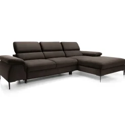 Garnero Arredamenti Divano letto regolabile angolare destra 4 posti 288x182cm tessuto marrone Loungey Tessuto Vellutato Vogue Marrone