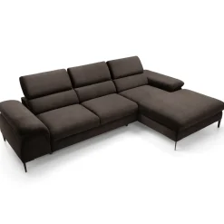 Garnero Arredamenti Divano letto regolabile angolare destra 4 posti 288x182cm tessuto marrone Loungey Tessuto Vellutato Vogue Marrone
